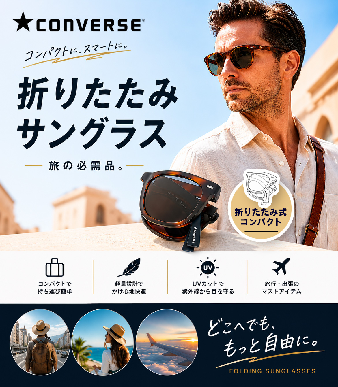 “【CONVERSE】折りたたみサングラス"